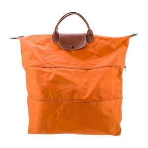 Longchamp Orange and Brown Travel Bag with Expandable Design Strap Imcluded